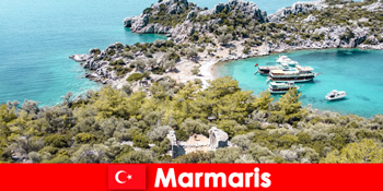 Solstrand og blå tur venter feriegæster i Marmaris Tyrkiet